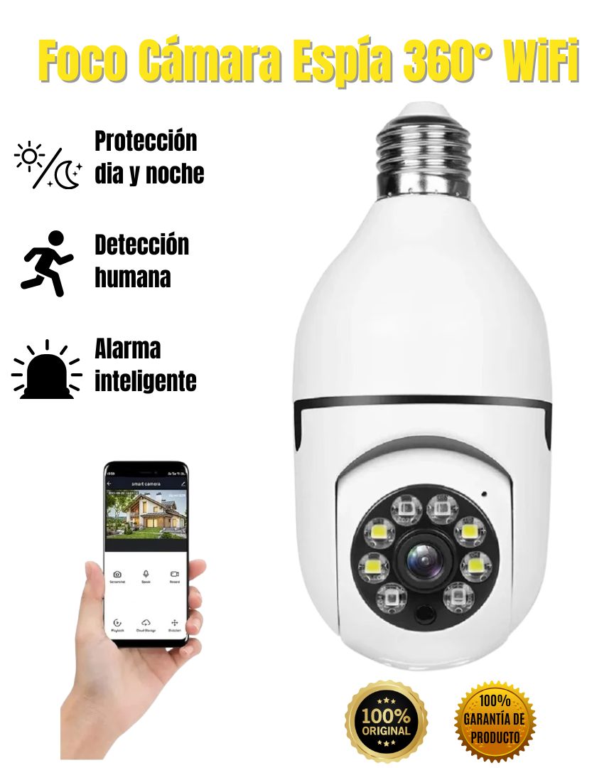 Foco Cámara Espía 360° WiFi - REYS IMPORTS