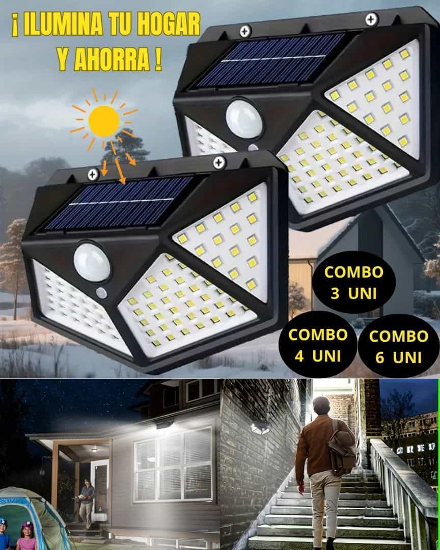 Lámparas solares con sensor de 100 luces LED /combo de 3 unidades